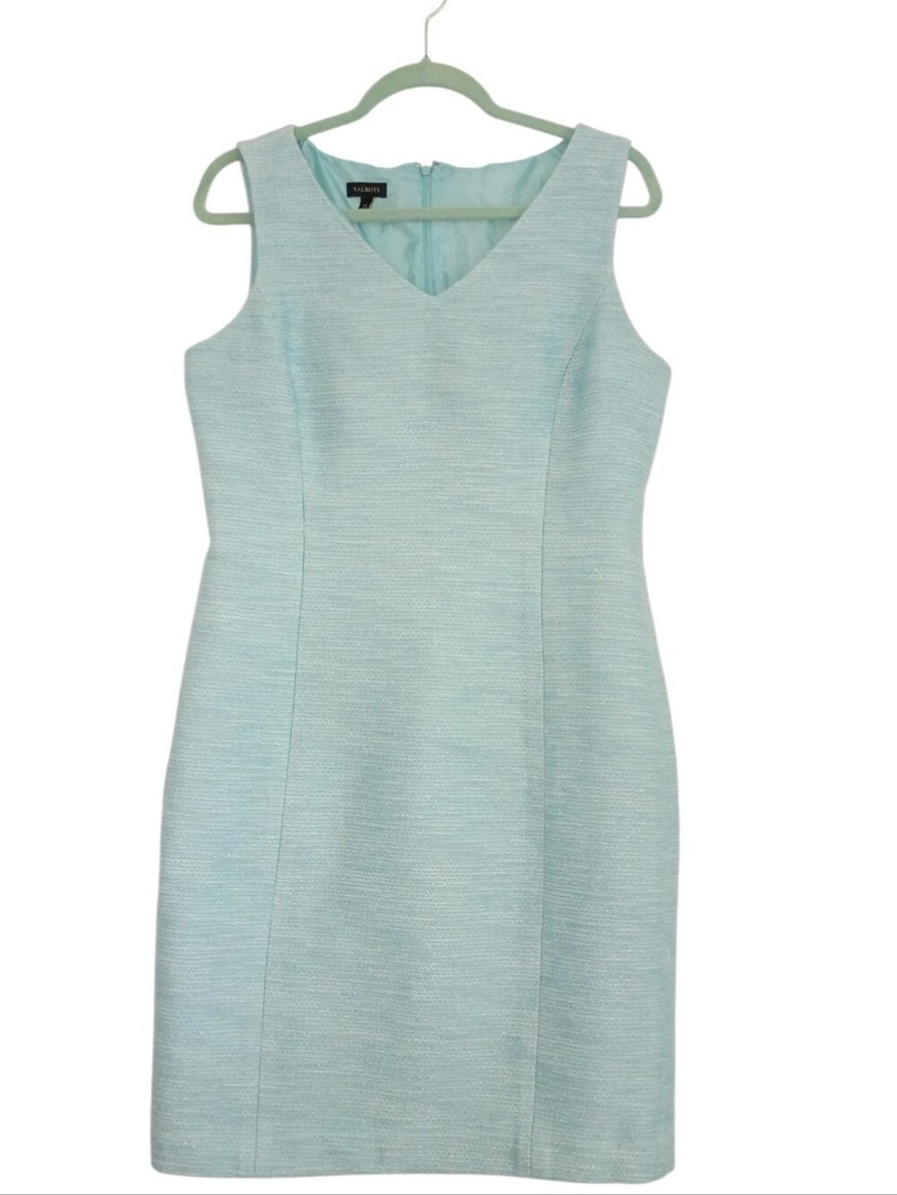 Talbots Light Blue Sleeveless V-Neck Sheath Dress Size 10